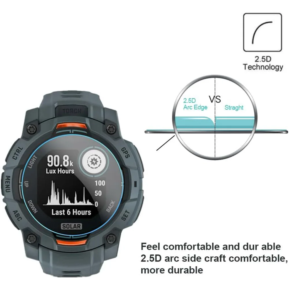 3 قطعة فيلم مشاهدة ل Garmin Instinct 3 AMOLED/الطاقة الشمسية 45 مللي متر/50 مللي متر المضادة للخدش الزجاج المقسى فيلم أفلام الشاشة الكاملة