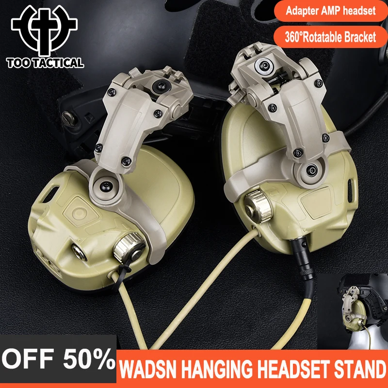 WADSN Hanging 360° Rotation AMP Headset Adapter Wendy FLUX And FAST Helmet Rail Bracket Hunting Shooting For Headphone Stand