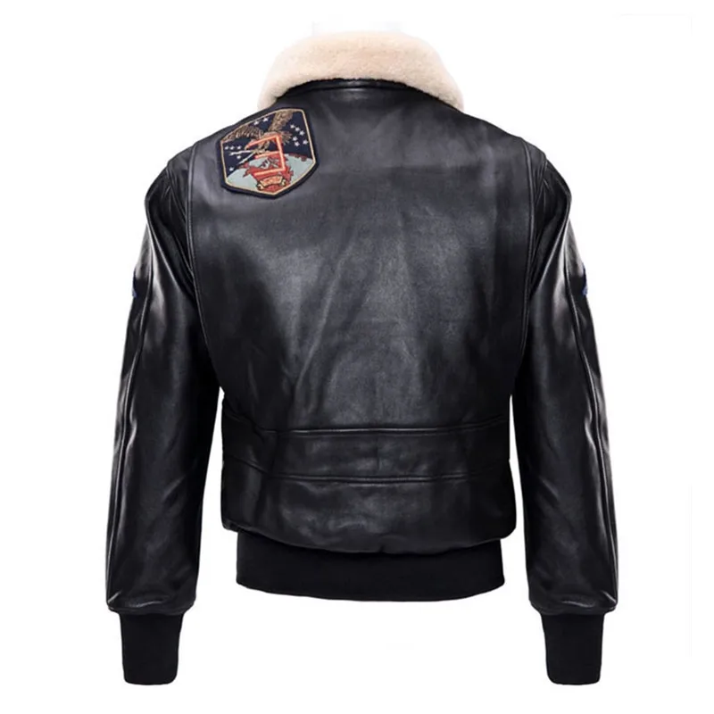 Black Autumn G1 Pilot Leather Jacket Women Military Style Plus Size 3XL Natural Sheepskin Aviation Genuine Leather Coats