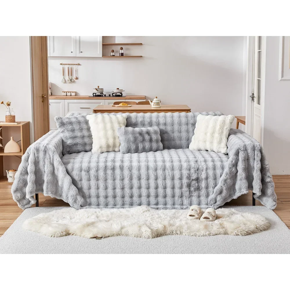 

Rabbit Plush Sofa Towel Cover Cloth 2024 New Autumn and Winter Sofa Cushion Full Covering Thickened Sofa Cover