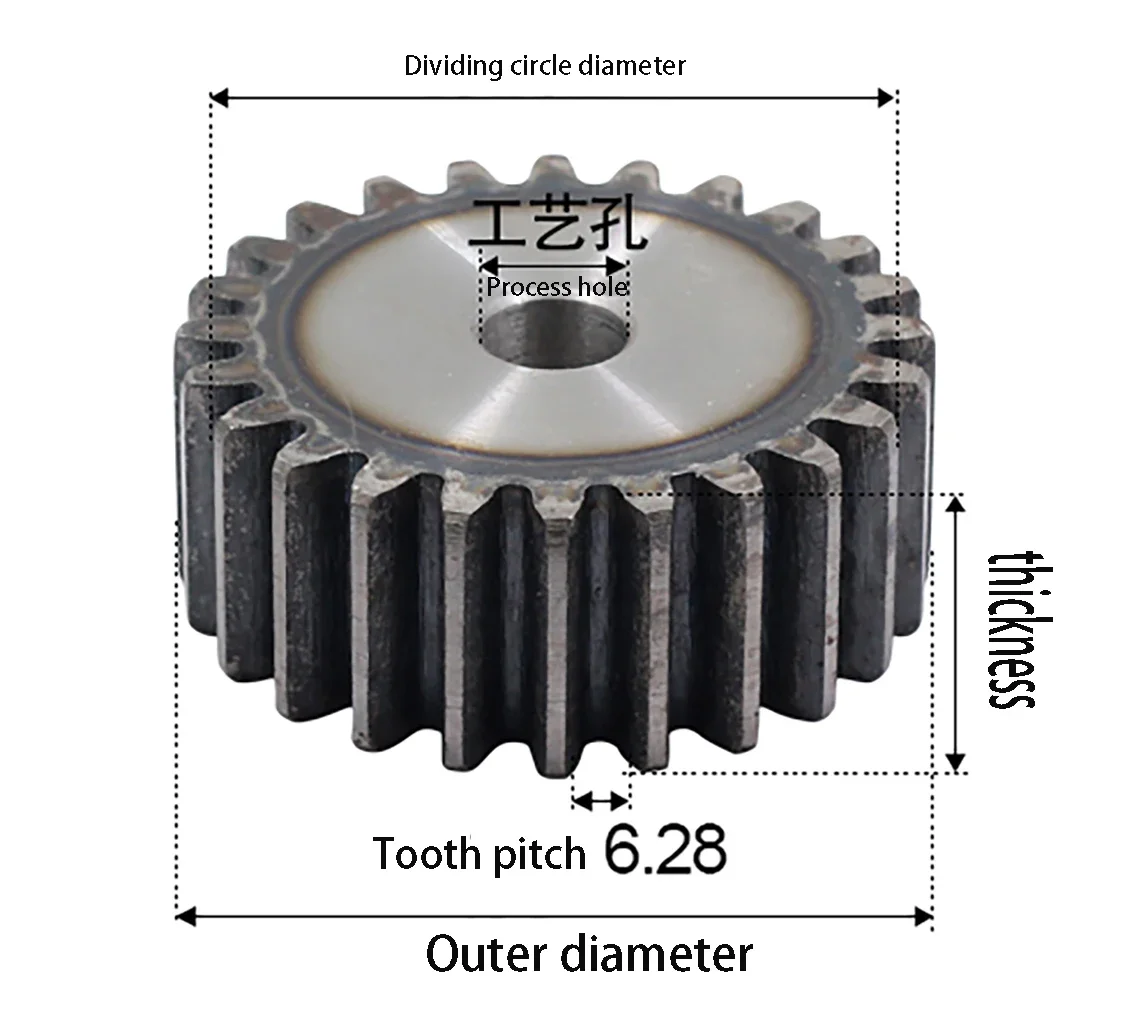 1PCS 2M 26/27/28/29/30/31/32/33/34-41T Spur Gear กระบวนการ Bore ประมาณ 10/12 มม.45 #   เหล็กชุบฟันความถี่สูงเกียร์แบน