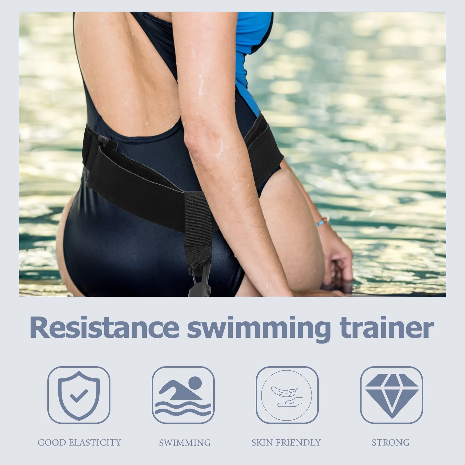 

1Set Swim Training Tether Belt for Static Swimming Portable Resistance Band for Breaststroke Freestyle Backstroke Swim Training