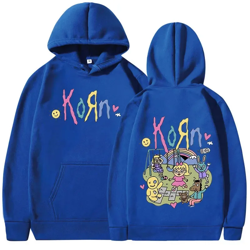 Korn Cartoon Rock Band Music Album Hoodie Men\'s Women\'s Vintage Metal Gothic Oversized Sweatshirt Streetwear Long Sleeve Hoodies