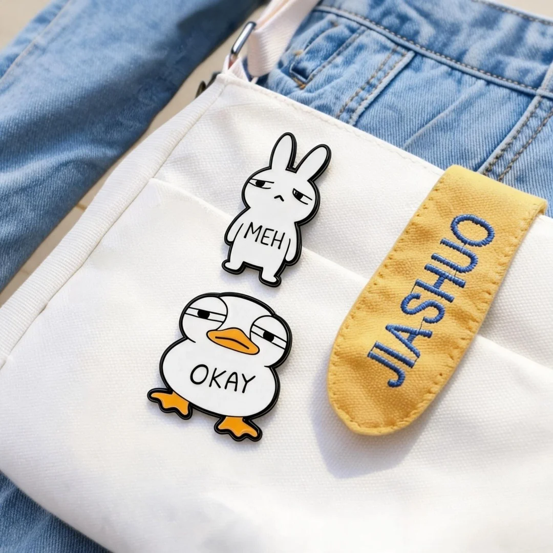 Grumpy Duck Rabbit Enamel Pin Set Sullen Face Cartoon Animal Metal Brooch Badge For Backpack Jacket Decor Gift