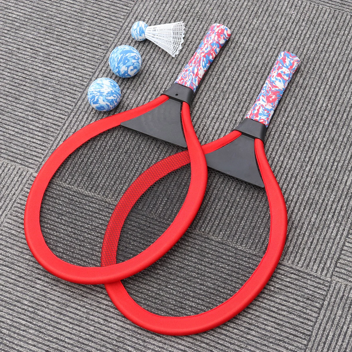 1 Pair Children's Tennis Racket Kids Palying Badminton Oval Rackets Game Props for Kindergarten Primary School Outdoor Sports (R