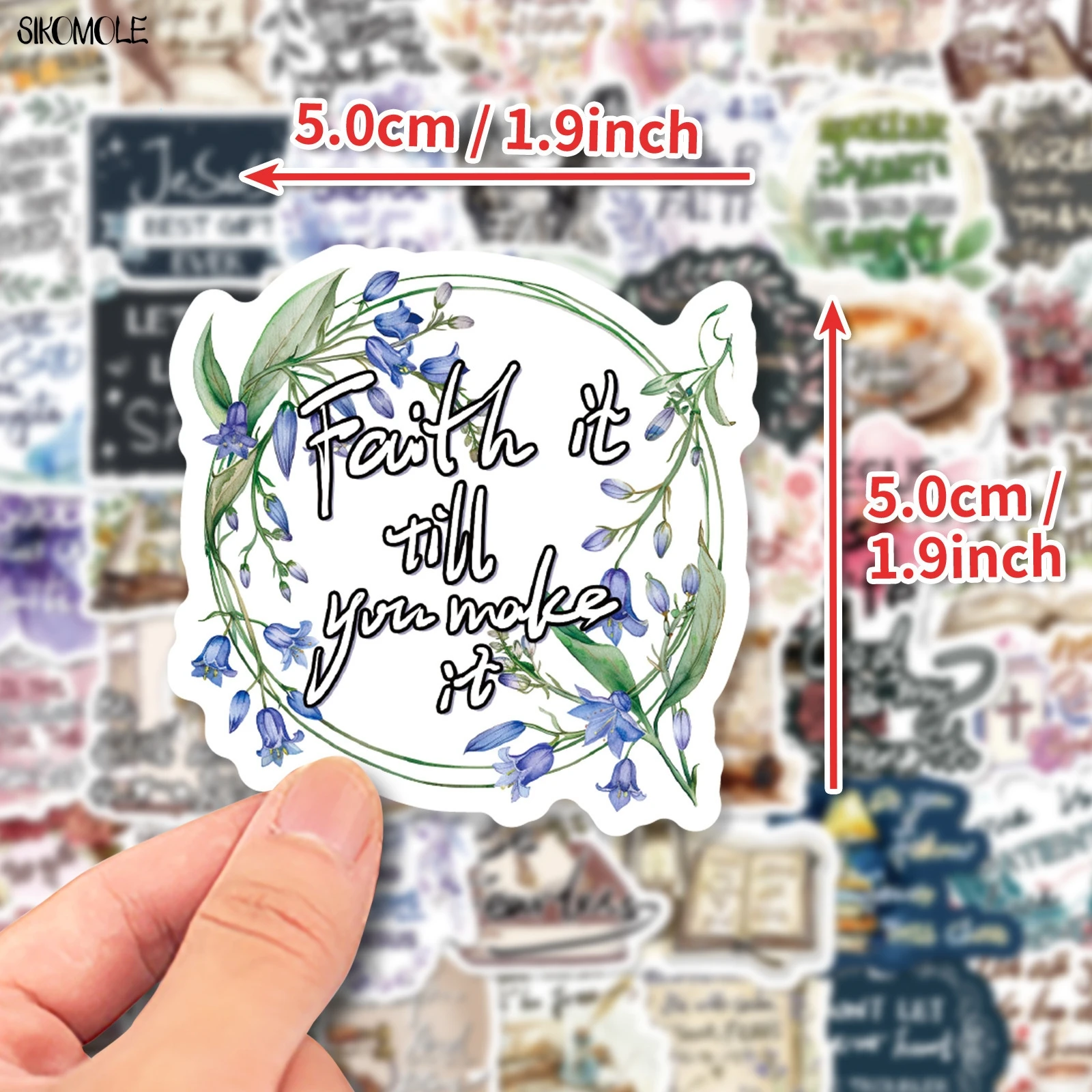 10/30/50PCS Motivational Jesus Phrase Stickers Aesthetic Flower Decal DIY Laptop Guitar Skateboard Waterproof Graffiti Sticker