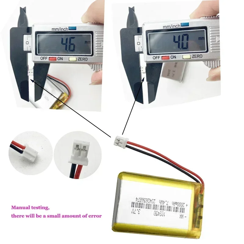 103450 3.7V 2000mAh Rechargeable Lithium Polymer Lipo Battery For MP4 DVD DVR LED MP5 GPS Bluetooth Headset Speaker Massager