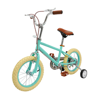 14-Inch Bicycle Kids Bikes with Training Wheels 90-110cm Kids Bikes Beginner Training for 3-4 Years Old Boys Girls Dark Green