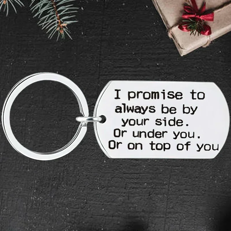 Cute Funny Boyfriend Girlfriend Keychain Pendant Husband Wife Couples Lovers Key Chain Keyring I Promise To Always Be Your Side