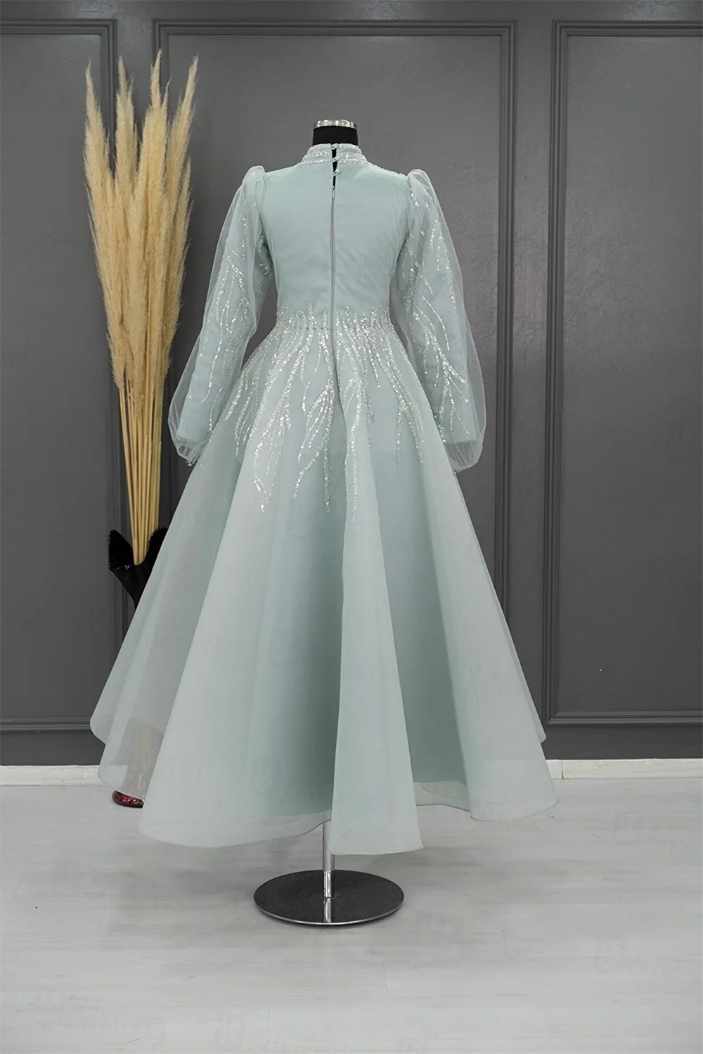 Elegant Abiye Elbise Muslim Evening Dress Robes De Soirée High Neck Arabic Dubai Bead Formal Party Prom Dresses 2024 Luxury Gown