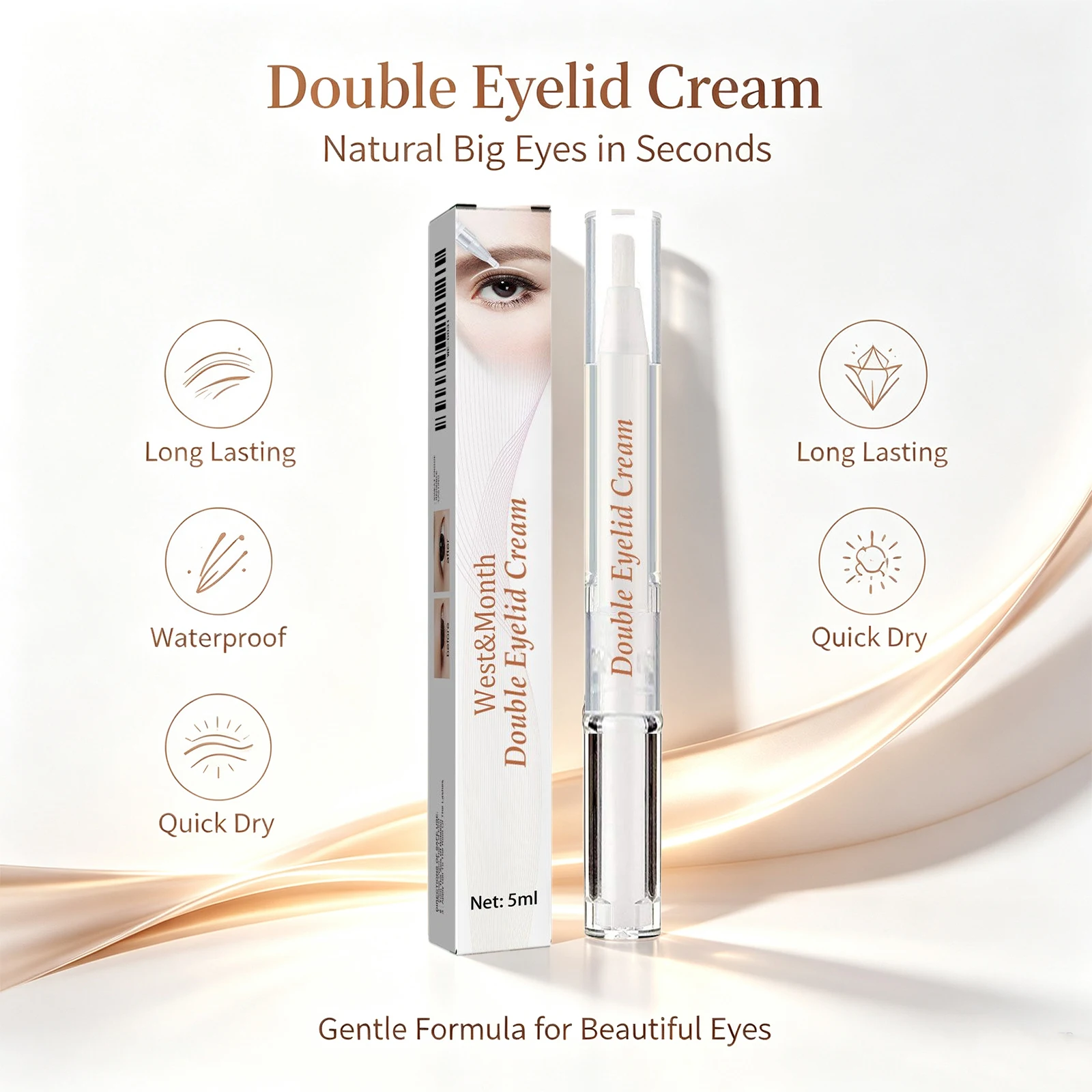 Double Eyelid Cream Eye Lift Eyelid Adhesive Cream Quick-Drying Long Lasting Invisible Waterproof Double Eyelid Shaping Cream