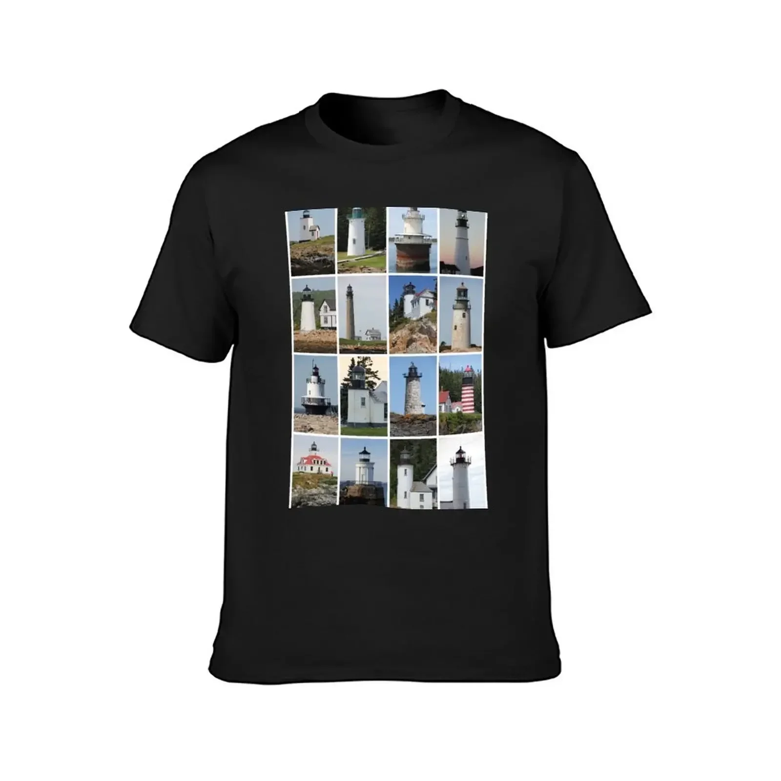 Lighthouses of Maine T-Shirt anime customs design your own Short sleeve tee sweat Men's cotton t-shirt