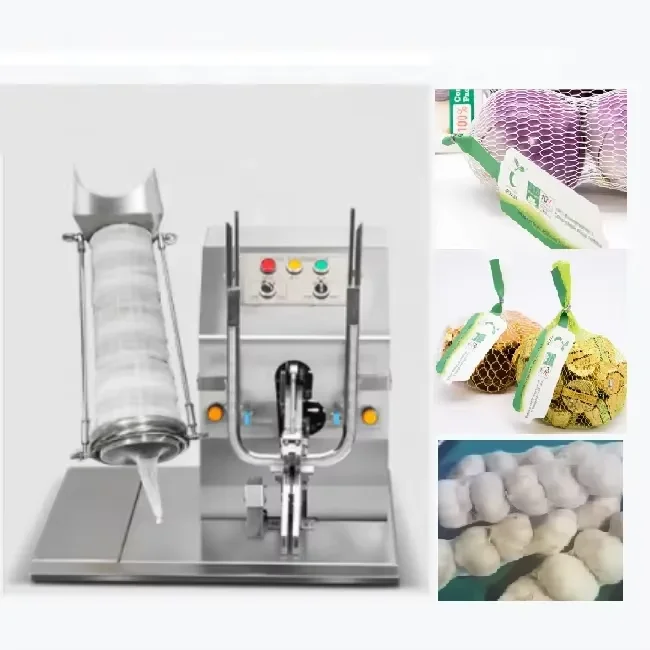 

U-образная автоматическая машина для завязывания сетчатых пакетов для упаковки овощей, идеально подходит для имбиря, чеснока, лука - упаковочная машина для обрезки