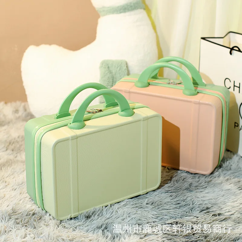 Hand Suitcase Female Gift Box, Gift Storage Case 14 Inch Makeup Case Travel Wedding Case Mini Suitcases