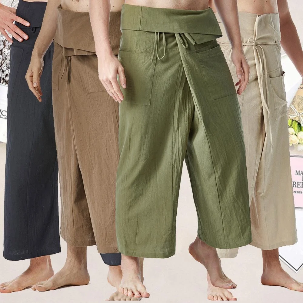 New Thai Fisherman Pants for Men/Women Loose Yoga, Pirates, Harun Pants, Beach Pants, Comfortable Casual Home Pants