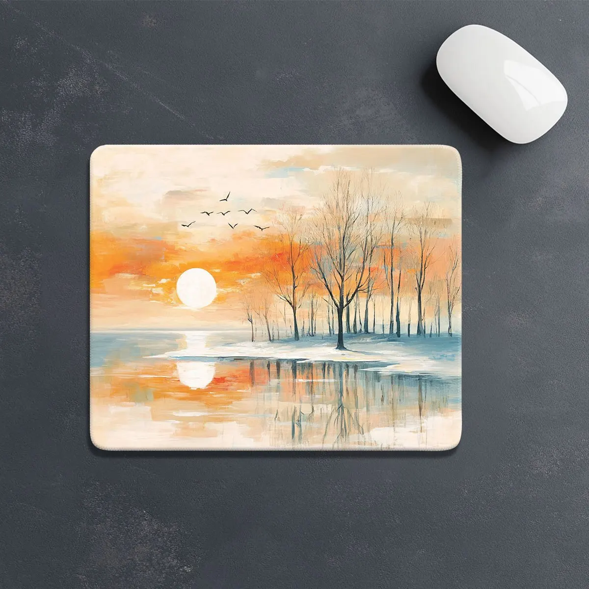 Antislip rubberen basis van de herfstlandschap game-muismat met Ice Lake Sunset-ontwerpen zijn geschikt voor zowel thuis- als kantoorgebruik
