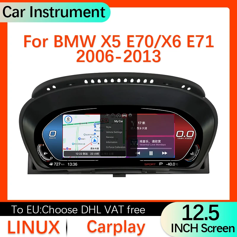 Digital Cluster Virtual Cockpit For BMW X5 E70 X6 E71 F15 F16 2006 - 2013 Car Multimedia Player Dashboard Speed Meter Carplay