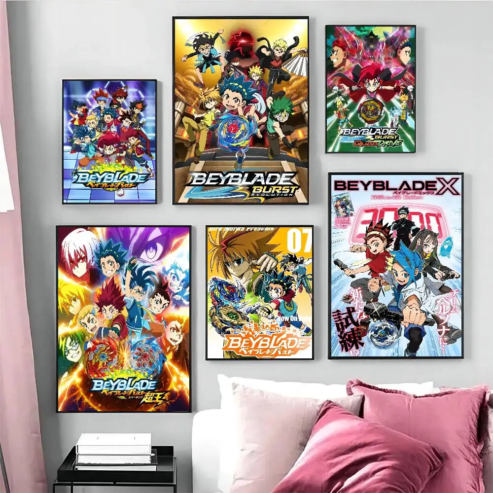 Pósteres adhesivos de película de Anime B-Beyblade Burst 2025, decoración Vintage para habitación, hogar, Bar, cafetería, pintura decorativa Vintage