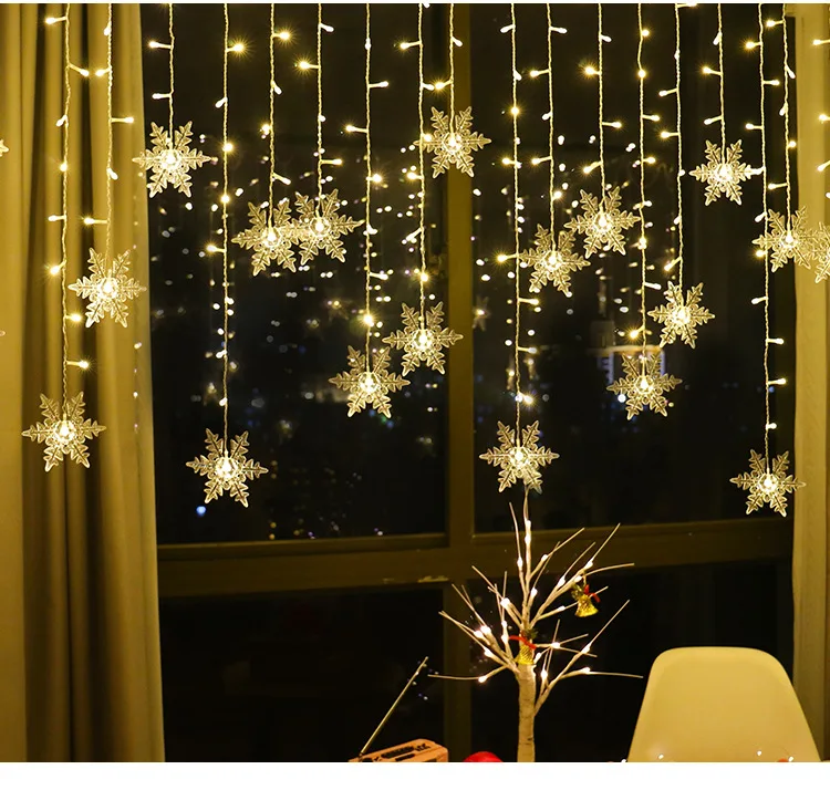 3.5M Christmas Lights LED Fairy String Lights Snowflake Curtain Garland Waterproof For Holiday Party Xmas Decoration 2026