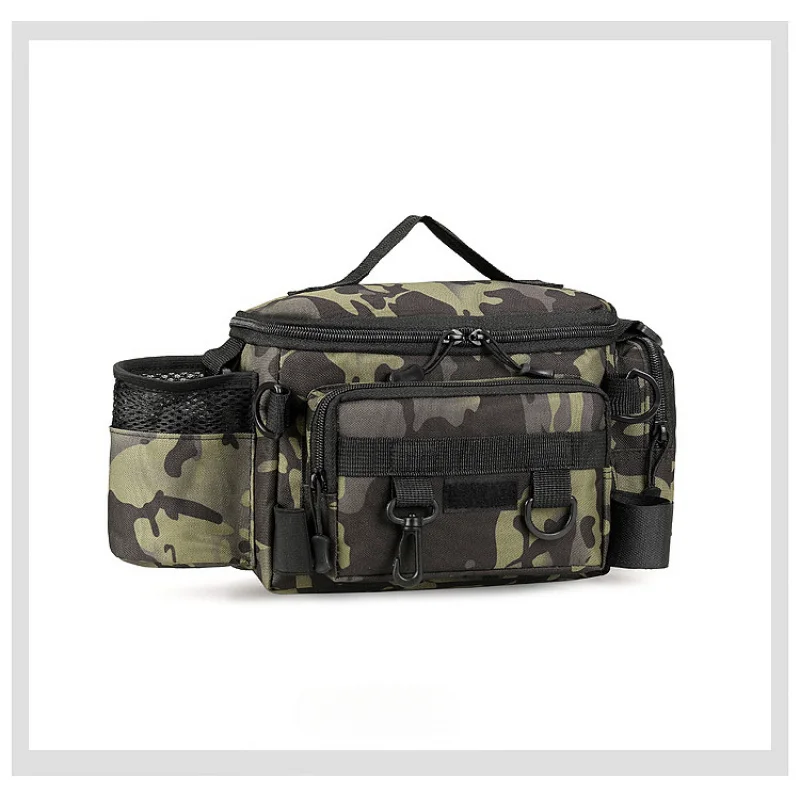 Large Capacity Waterproof Fishing Tackle Bag, Multifunctional Rod Holder Lure Bag, Crossbody Waist Pack for Outdoor Cycling Fish