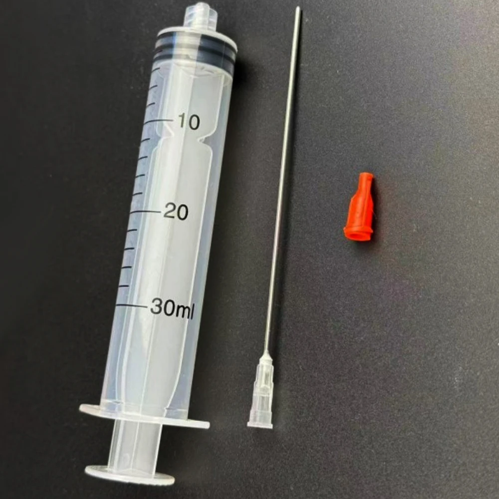 100ml Kunststoff-Luer-Lock-Spritze, Industriespritzen mit 4-Zoll-Klebstoff-Dosierspitze und Kappen für Öl, Klebstoff, Flüssigkeiten, Tierfütterung