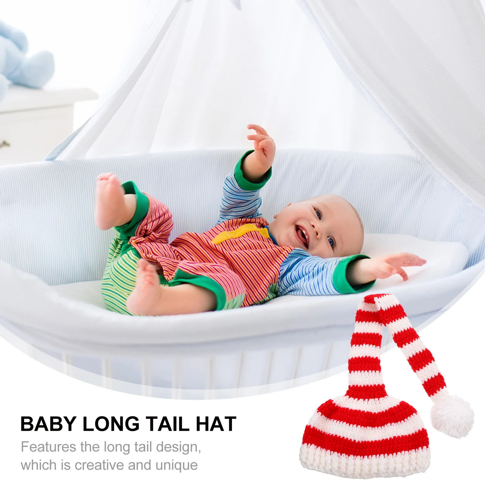 

1Pcs Baby Long Tail Christmas Hat Soft Breathable Infant Photography Photo Prop Newborn Baby Xmas Photo Outfit