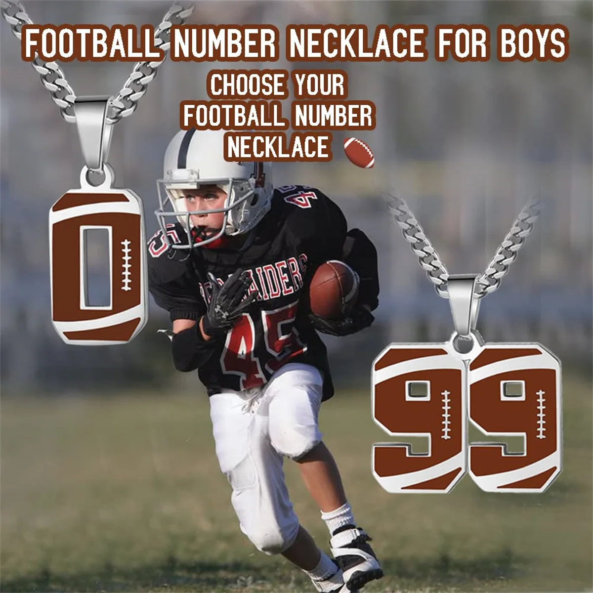 

Personalized Custom Jersey football rugby Number Necklaces For Youth Athletes Stainless Steel Sport Number Pendant Jewelry Gifts