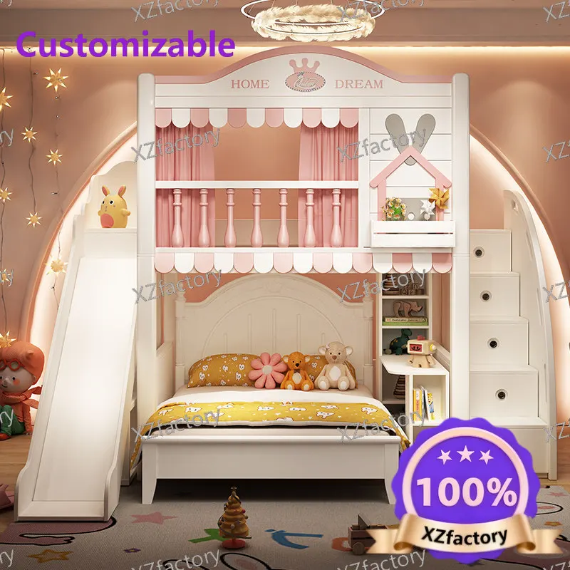 

Multifunctional integrated set of kids' bed, desk and wardrobe, space-saving for small apartments