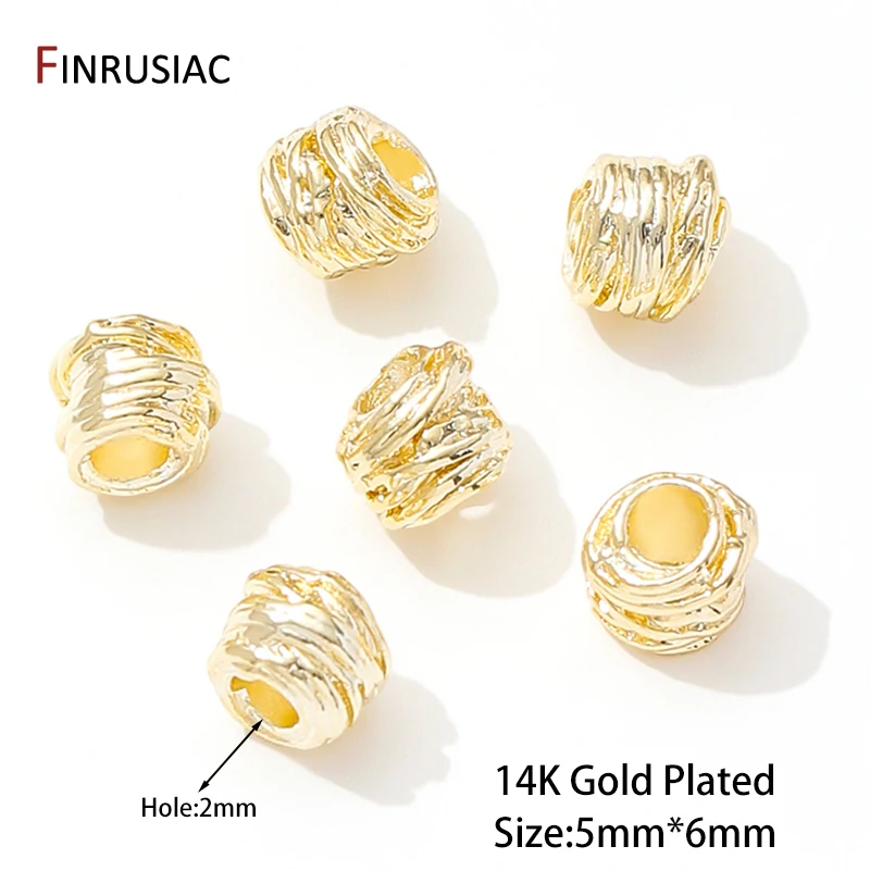 Unregelmäßige Abstandsperlen aus 18 Karat vergoldetem Messing, 5 mm x 6 mm Streifen-Trennperlen für Armbandherstellungszubehör, DIY-Schmuckzubehör – Detail 14
