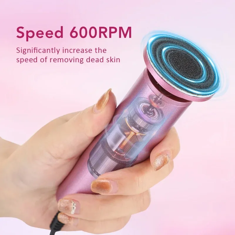 USB Electric Foot File Callus Remover Pedicure Machine with 60 Replacement Sandpaper Disks