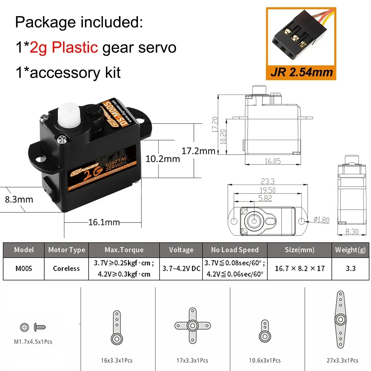 DSPOWER 2g 3,7g 4,3g 5g 6g 8g 9g Kunststoff/Metall Getriebe JR/JST Digital Micro Servo Motor für RC Mini Auto Flugzeug Starrflügel Roboter