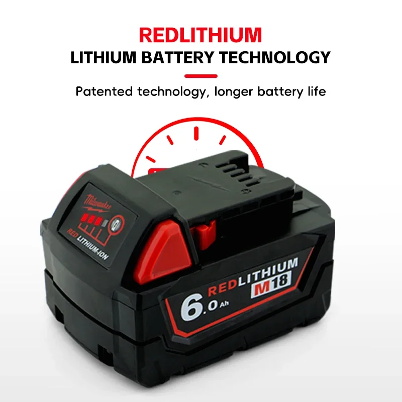 

6000mAh For Milwaukee M18 18V Replacement M18B5 XC Li-ion battery 48-11-1815 2604-20 48-11-1850 2604-22 Charger.