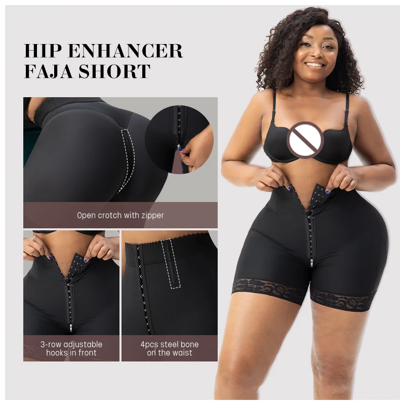 Butt Lifter Body Shaper High Compression Tummy Waits Control Shapewear Shorts Faja With Zipper Open Crotch