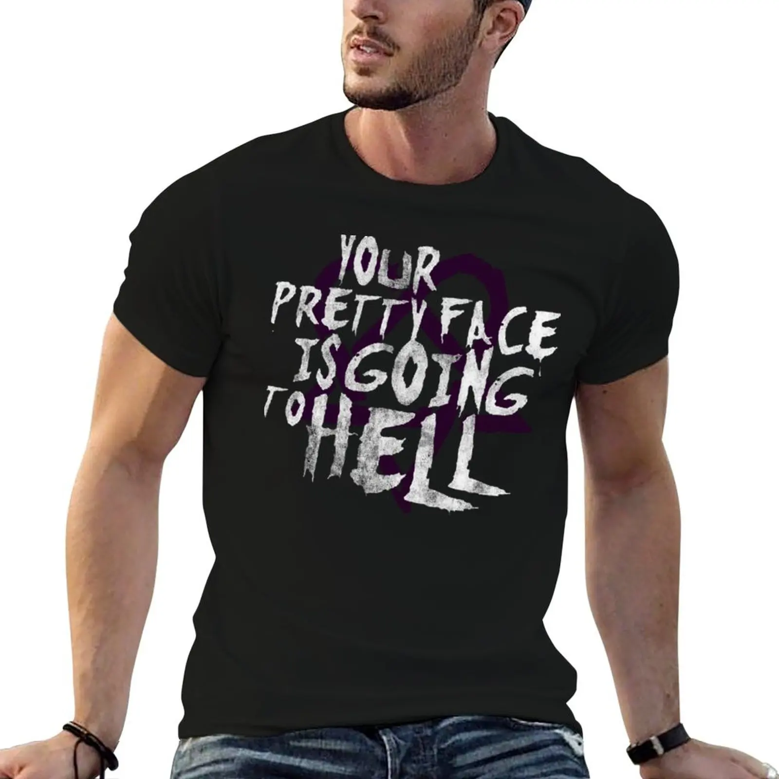 Camiseta CHim Band Your Pretty Face Is Going To Hell Heartagram Him, camisetas con estampados, camisetas para hombre, camiseta gráfica