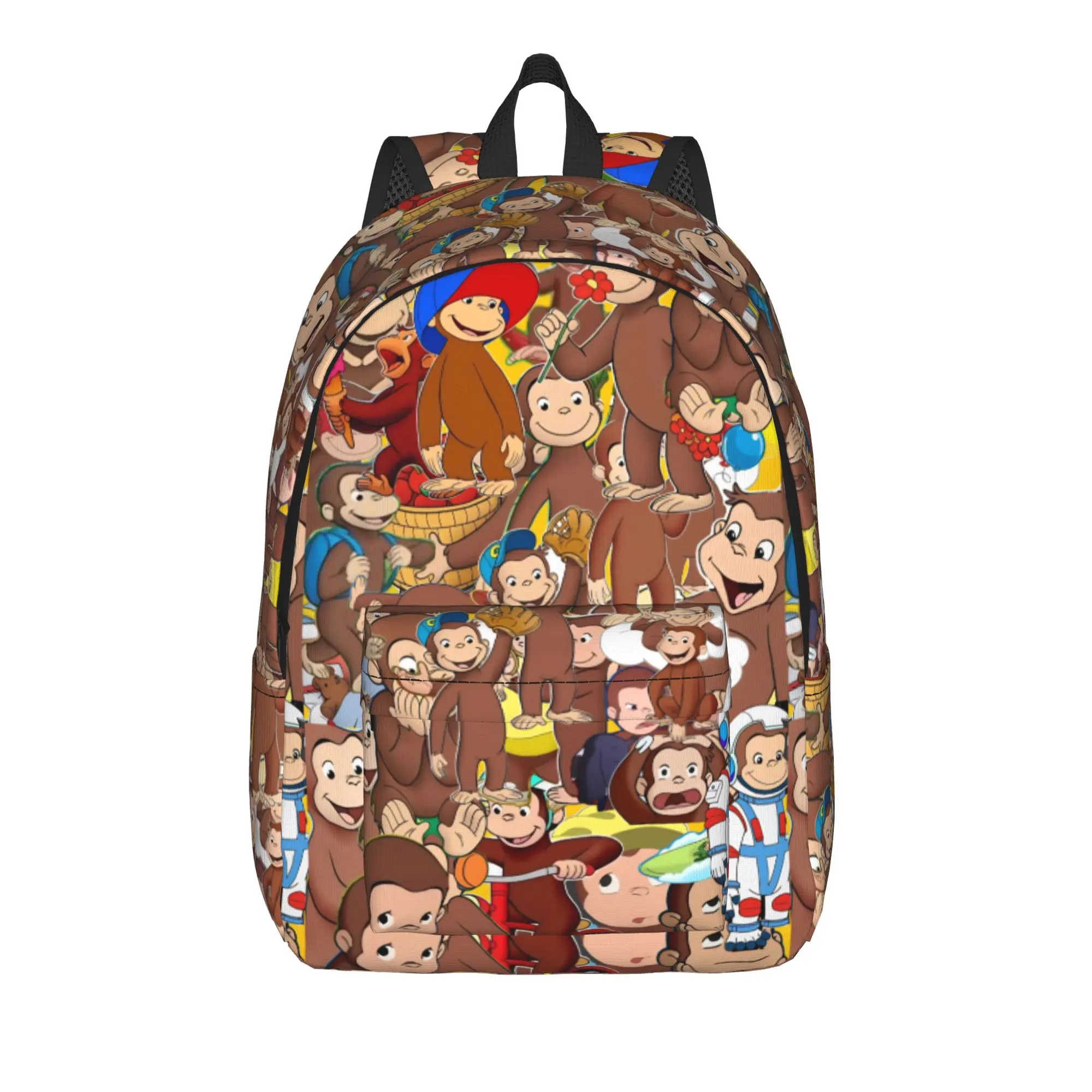Cute Cartoon Curious George Light Backpack  Unisex Polyester Outdoor Style Backpacks Print Casual High School Bags Rucksack
