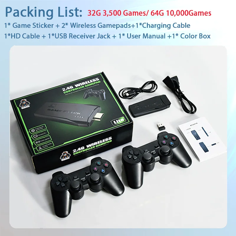 Top! Game Stick 4K 10000 M8 Video Game Console 2.4G Double Wireless Controllers PS1 ATARI Retro TV Dendy Game Sticker