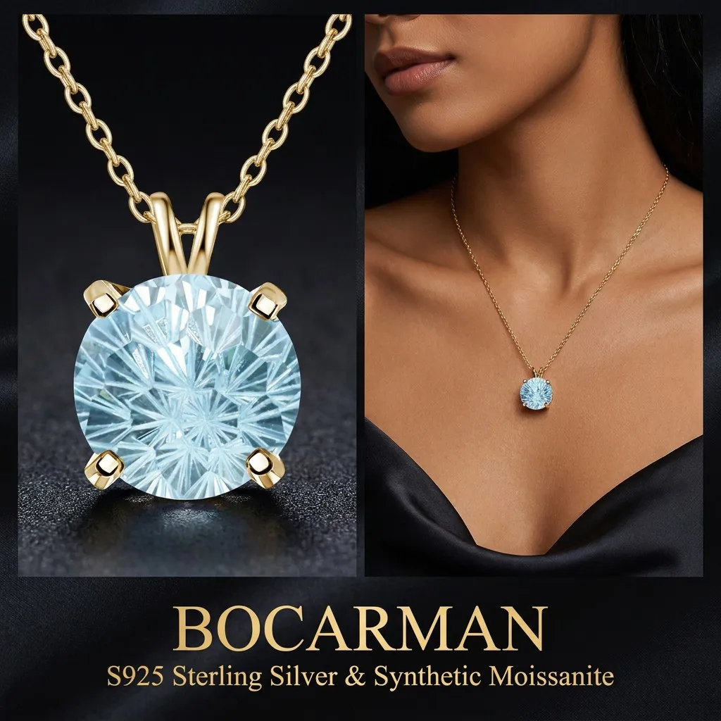 Bocarman Rainbow Sparkle S925 Silver Pyrotechnic Cut Pendant Necklace Cubic Zirconia for Women | Simple Classic Statement Gift