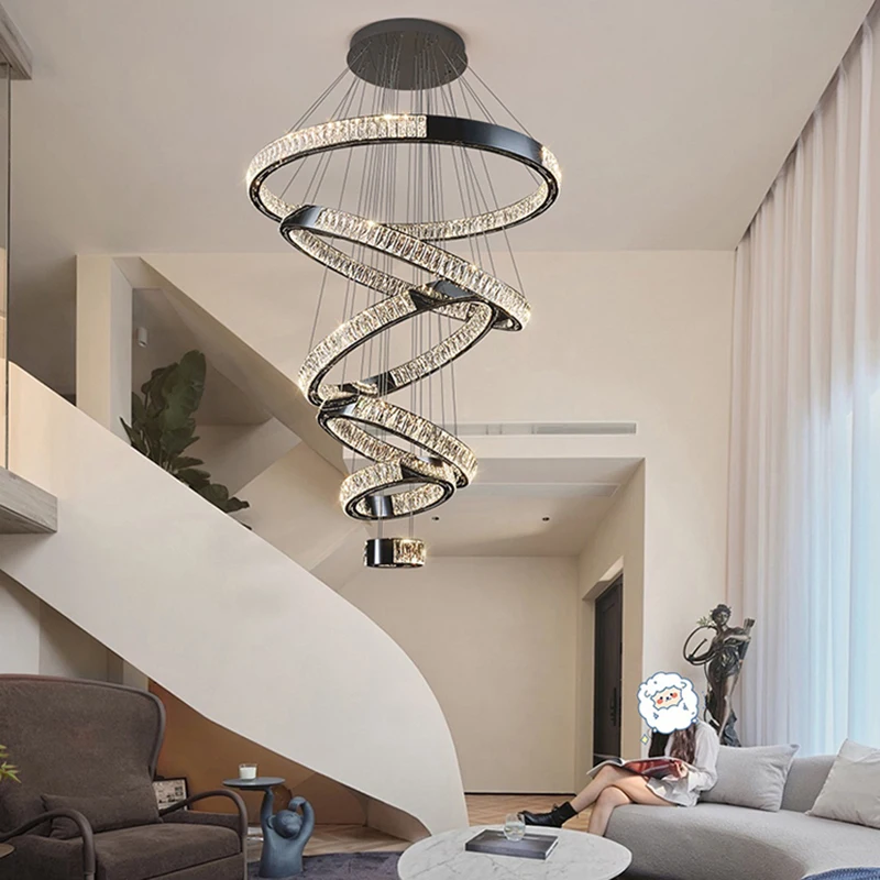 Modern home decoration crystal chandelier, stair Pendant lamp, living room Pendant lights, interior lighting