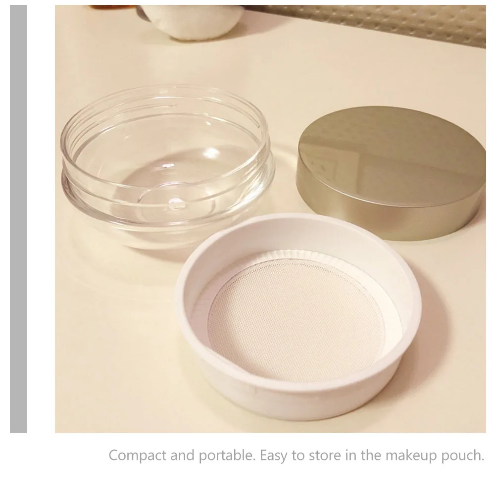 

1pc Powder Box Refillable Portable Case For Loose Powder Storage Durable Airtight Beauty Tool With Puff, Small Makeup