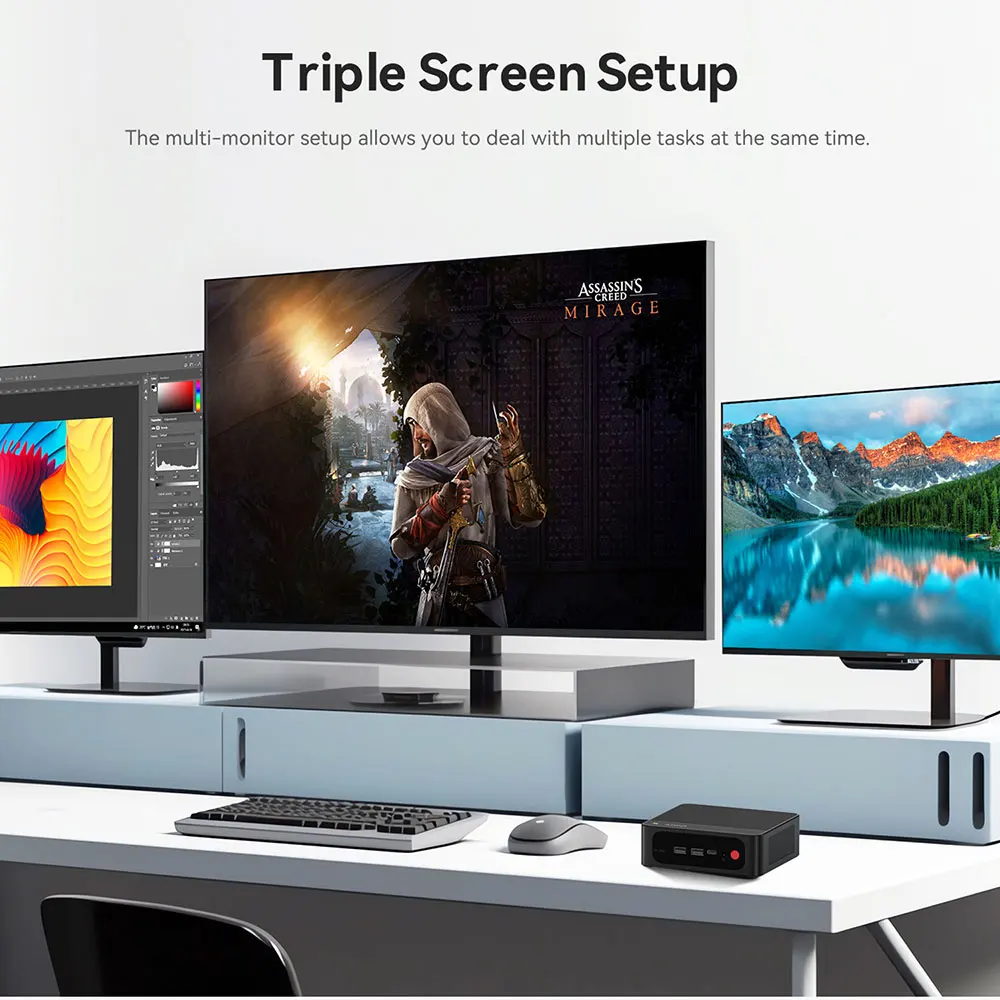 Beelink Mini PC SER 5 SER5 MAX AMD Ryzen R7 7735HS R5 5500U Desktop Gaming Computer WiFi 6 1000M M.2 2280 NVMe SSD 4K 60Hz