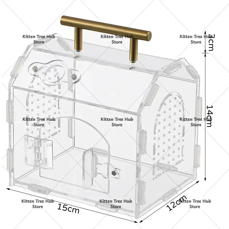 Clear Acrylic Reptile Habitat Box Landscape Feeding Case for Small Crawling Pets