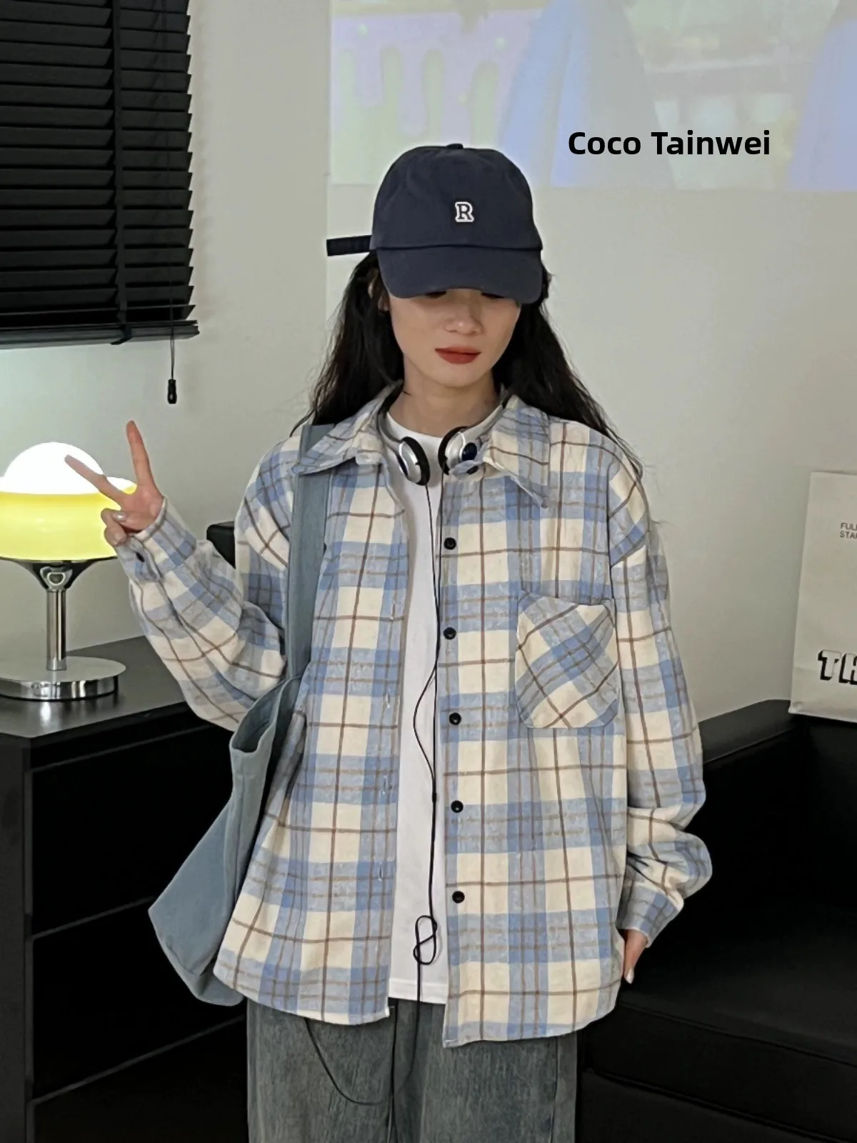 

Women's Plaid Shirt Jacket Long Sleeve 2026 New Style Elegant Beautiful Design Korean Commute Style Collar Loose Fit