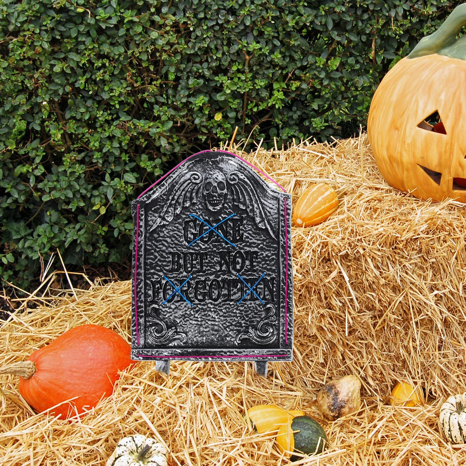 Pierre tombale lumineuse Led de 15 pouces, double couleur, lumière bleue violette pour l'extérieur, décoration de fête de cimetière de cour d'halloween