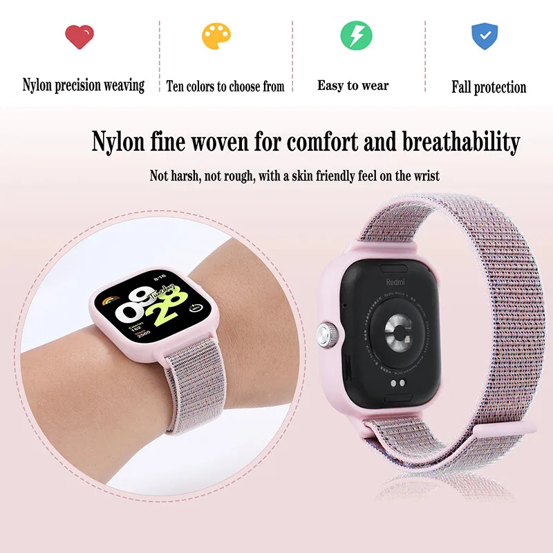 Чехол + нейлоновая петля для Xiaomi Redmi Watch 4, аксессуары, спортивный дышащий сменный браслет Correa + чехол Redmi Watch 4, ремешок