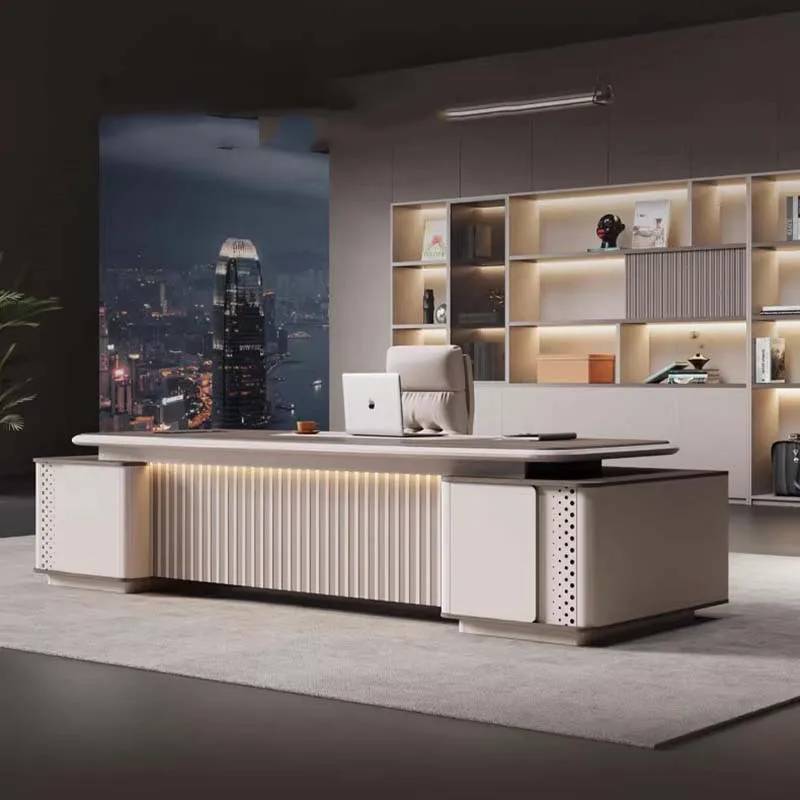 

Long Luxury Office Desk Storage Design Cheap European Display Aesthetic Office Desk Minimalist Escrivaninha Salon Furniture