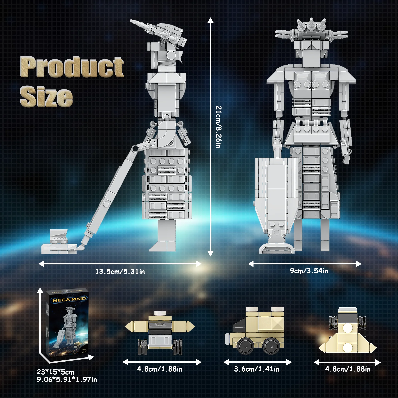 Gobricks MOC Spaceballs Mega Maid Model Bricks Creative Design Space Building Blocks Set Educational Toys For Kid Birthday Gift