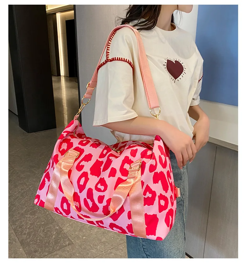 Large-capacity Cow Print Travel Bags Crossbody Unisex Large Capacity Fashion Handbag Boarding Bags Exercise Zipper Luggage Bag