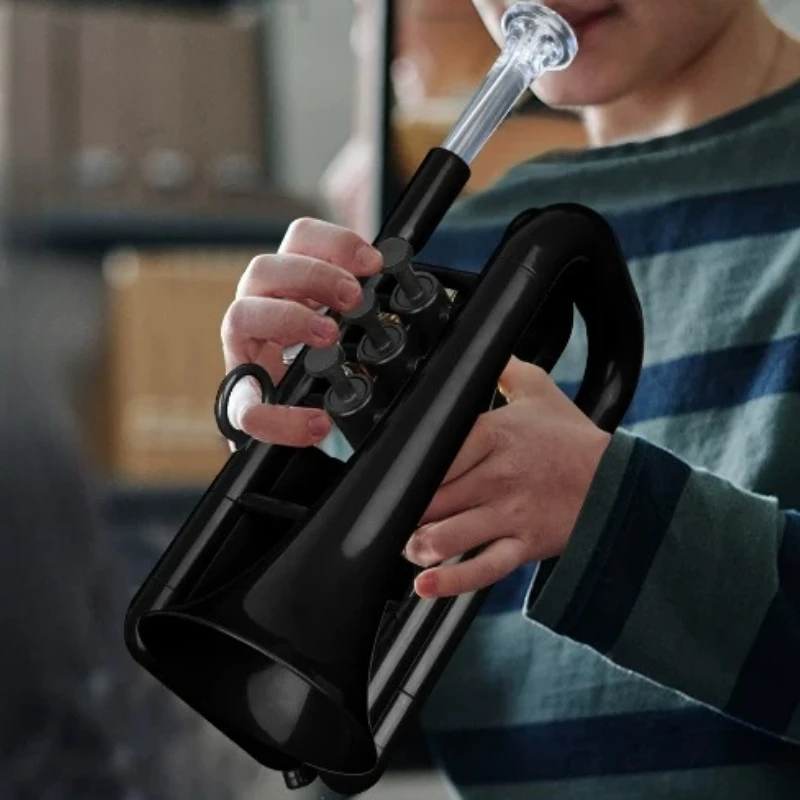 Plastic Trumpet B Flat Childrens Trumpets Portable Pocket Small Trumpet Set Adults Beginners Practice Playing Musical Trumpets