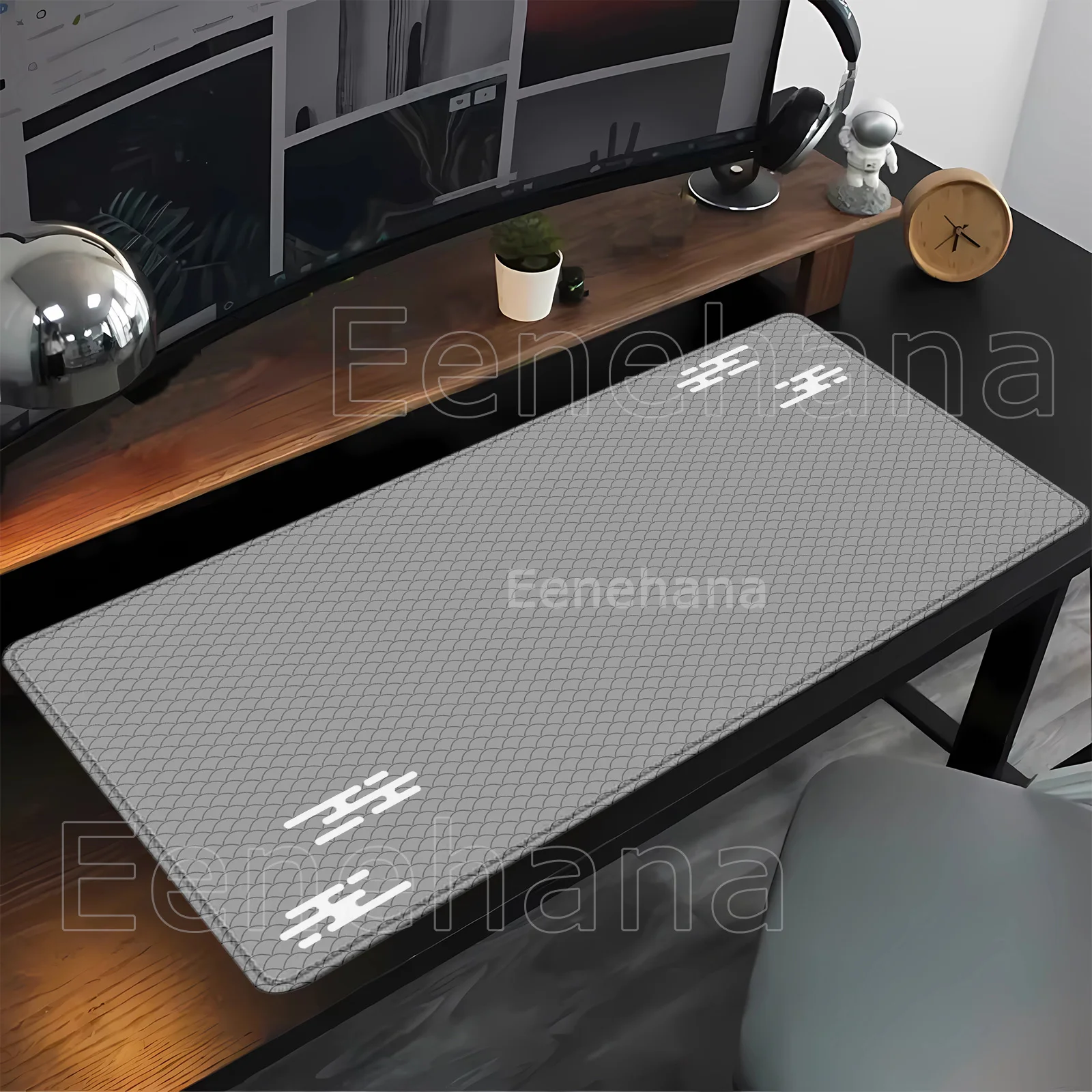 Anime Sea wave Art Keyboard Mousepad Minimalist Diamond Grid Extended Gaming Mouse Pad Light Gray Non-Slip Keyboard XXL Desk Mat