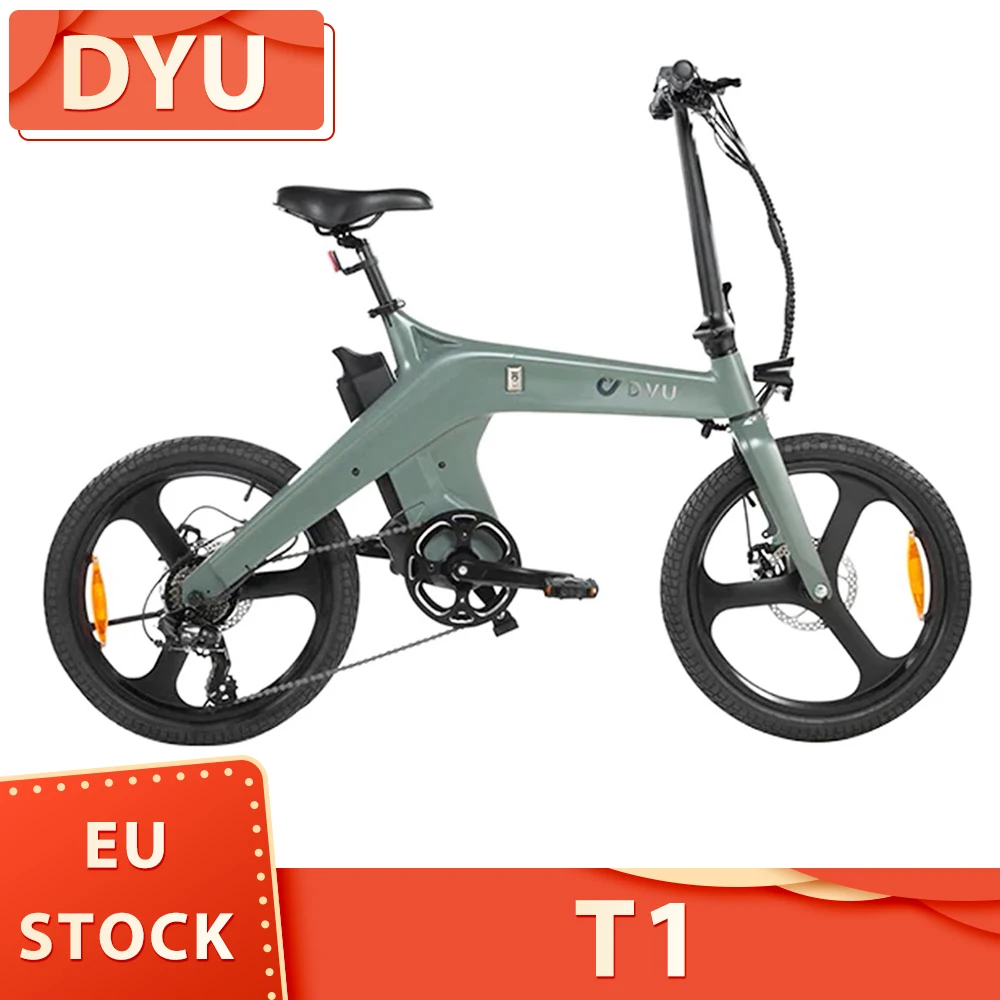 DYU T1 Foldable Electric Bike Torque Sensor 36V 250W Motor Ebike 25km/h Max Speed 10Ah Battery 20 Inch Tire Electric Bicycle